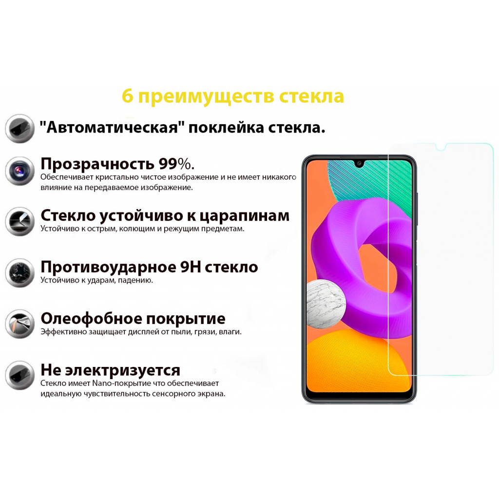 Стекло защитное BeCover Samsung Galaxy M22 SM-M225 Crystal Clear Glass (706908) - 4 Стекло защитное BeCover Samsung Galaxy M22 SM-M225 Crystal Clear Glass (706908) - 4