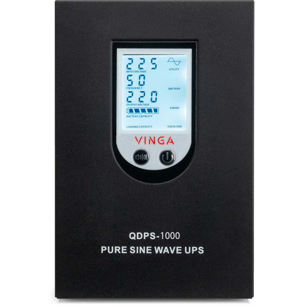 Источник бесперебойного питания Vinga QDPS-1000, 1000VA LCD (QDPS-1000) - 5