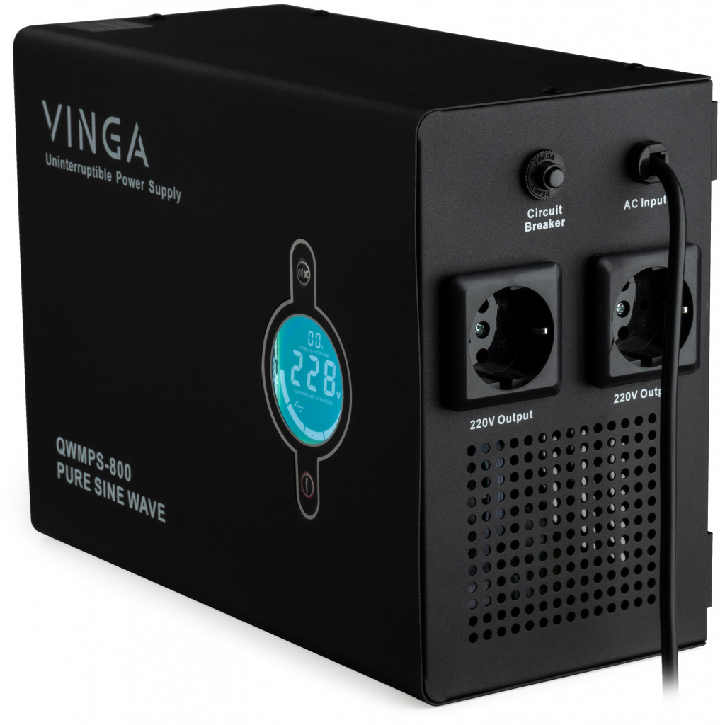 Источник бесперебойного питания Vinga QWMPS-800 800VA LCD (QWMPS-800) - 3 Источник бесперебойного питания Vinga QWMPS-800 800VA LCD (QWMPS-800) - 3