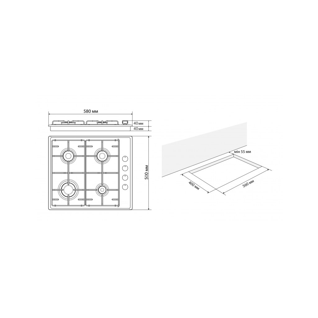 Варочная поверхность Jantar HGF 60 BL EF - 10 Варочная поверхность Jantar HGF 60 BL EF - 10
