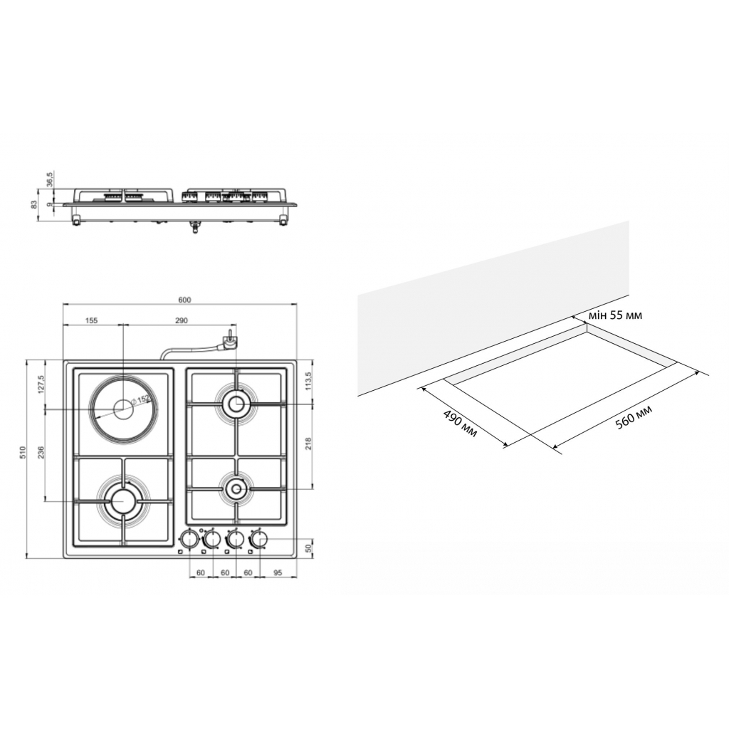 Варочная поверхность Eleyus BRAVO 60 IS H1 CF - 9 Варочная поверхность Eleyus BRAVO 60 IS H1 CF - 9
