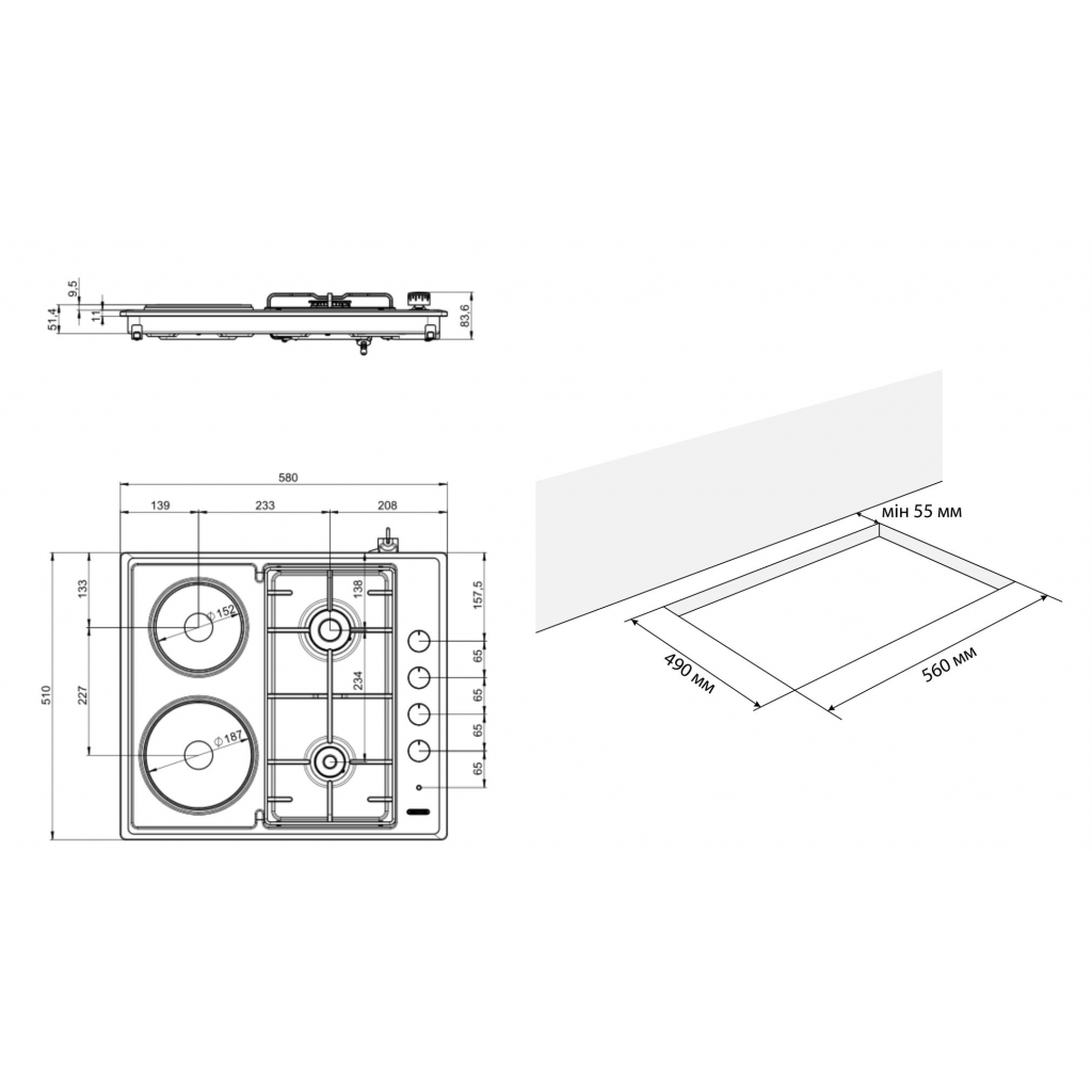 Варочная поверхность Eleyus DUO 60 IS H2 EF - 9 Варочная поверхность Eleyus DUO 60 IS H2 EF - 9