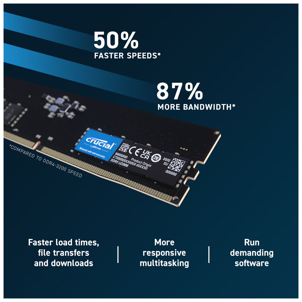 Модуль памяти для компьютера DDR5 32GB 4800 MHz Micron (CT32G48C40U5) - 2 Модуль памяти для компьютера DDR5 32GB 4800 MHz Micron (CT32G48C40U5) - 2