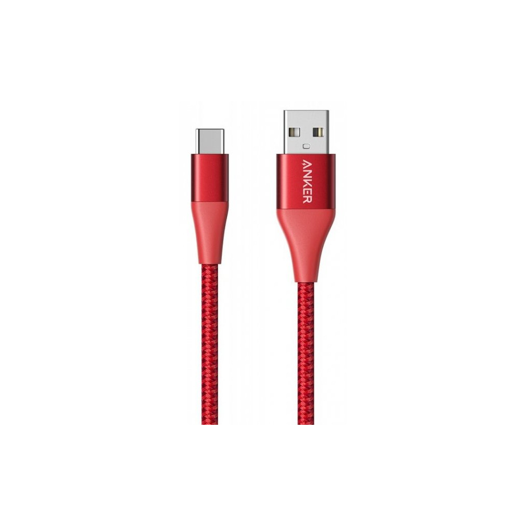 Дата кабель USB 2.0 AM to Type-C 0.9m Powerline+ II Red Anker (A8462H91)