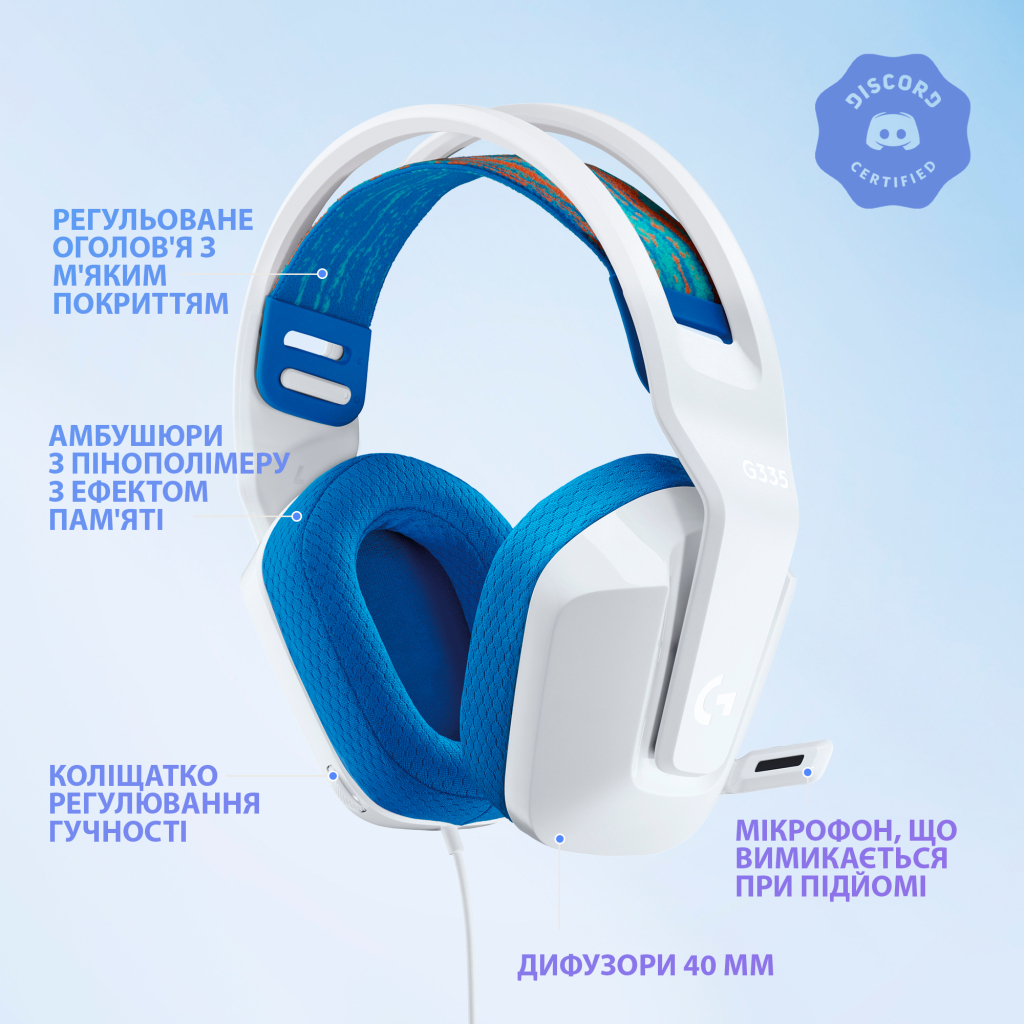 Наушники Logitech G335 Wired Gaming White (981-001018) - 5