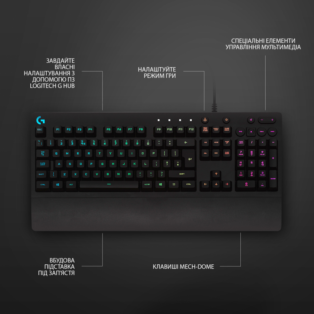 Клавиатура Logitech G213 Prodigy Gaming Keyboard USB UKR (920-010740) - 5