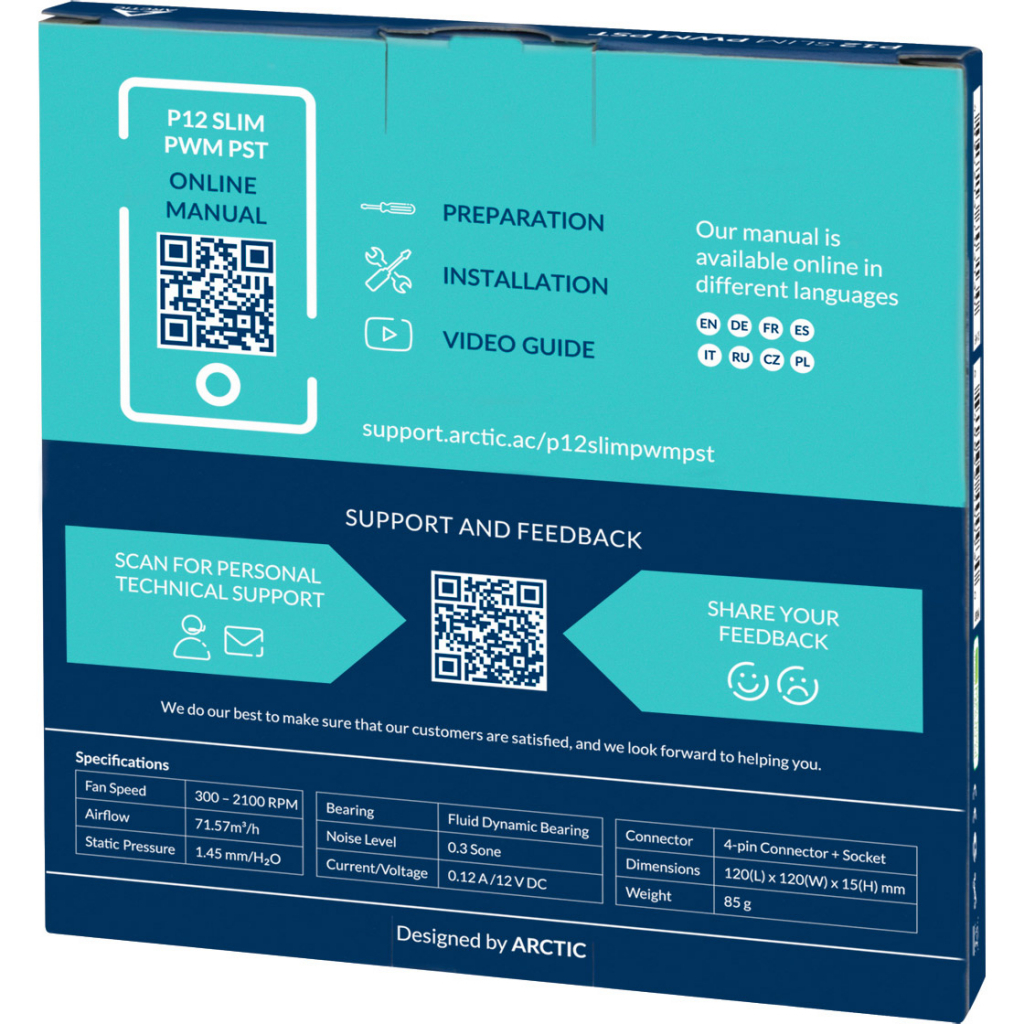 Кулер для корпуса Arctic P12 Slim PWM PST (ACFAN00187A) - 4