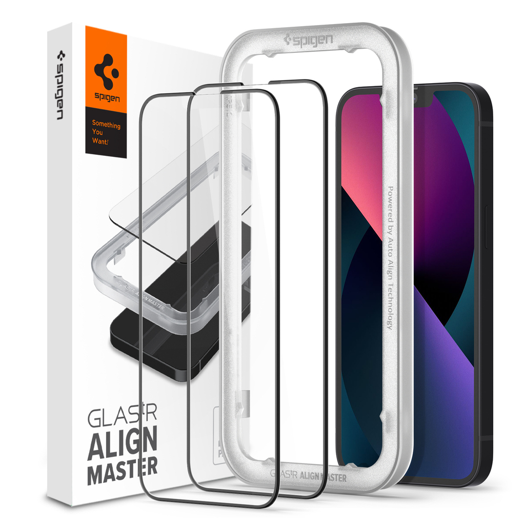 Стекло защитное Spigen Apple Iphone 13 /13 Pro tR Align Master FC Black (2 Pack) (AGL03387)