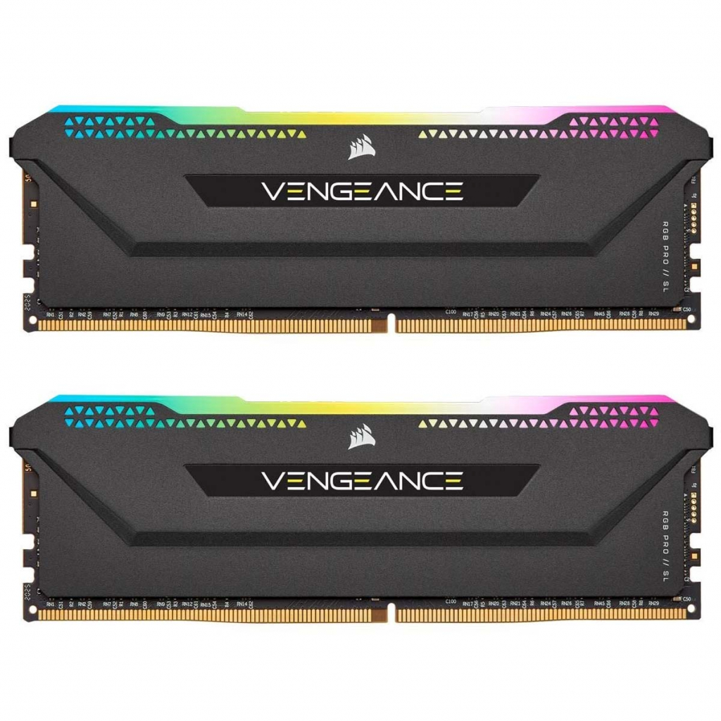 Модуль памяти для компьютера DDR4 16GB (2x8GB) 3200 MHz Vengeance RGB PRO Black Corsair (CMH16GX4M2E3200C16)
