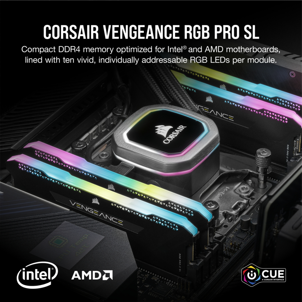 Модуль памяти для компьютера DDR4 32GB (2x16GB) 3200 MHz Vengeance RGB PRO SL Black Corsair (CMH32GX4M2Z3200C16) - 1 Модуль памяти для компьютера DDR4 32GB (2x16GB) 3200 MHz Vengeance RGB PRO SL Black Corsair (CMH32GX4M2Z3200C16) - 1