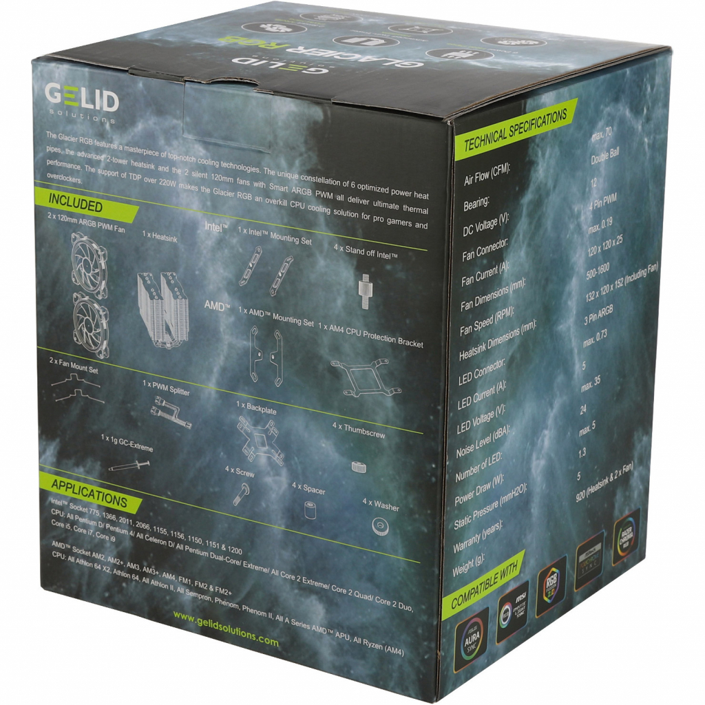 Кулер для процессора Gelid Solutions Glacier RGB 240 TDP (CC-Glacier-01-A) - 6