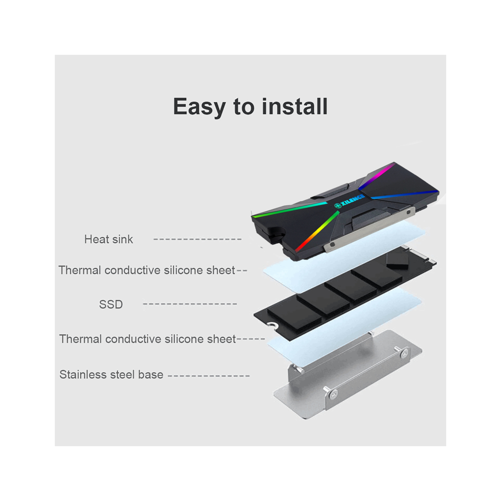 Радиатор охлаждения Xilence M2SSD Cooler ARGB M2SSD.B.ARGB (XC401) - 6 Радиатор охлаждения Xilence M2SSD Cooler ARGB M2SSD.B.ARGB (XC401) - 6