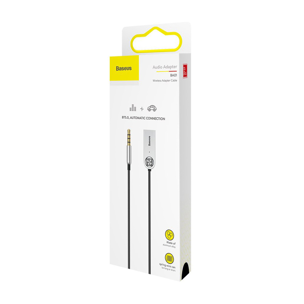 FM модулятор Baseus Bluetooth Audio Adapter AUX/USB with mic (CAB01-01) Silver (CAB01-01) - 6
