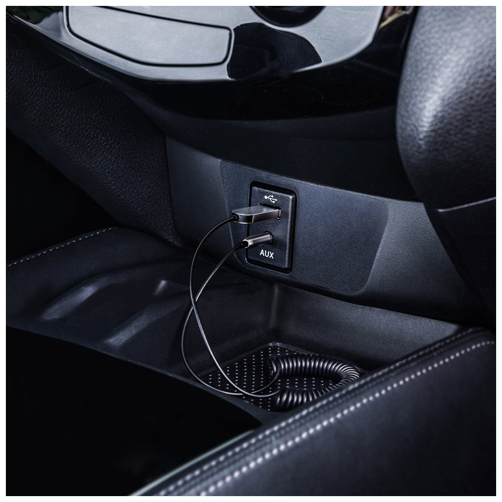 FM модулятор Baseus Bluetooth Audio Adapter AUX/USB with mic (CAB01-01) Silver (CAB01-01) - 10