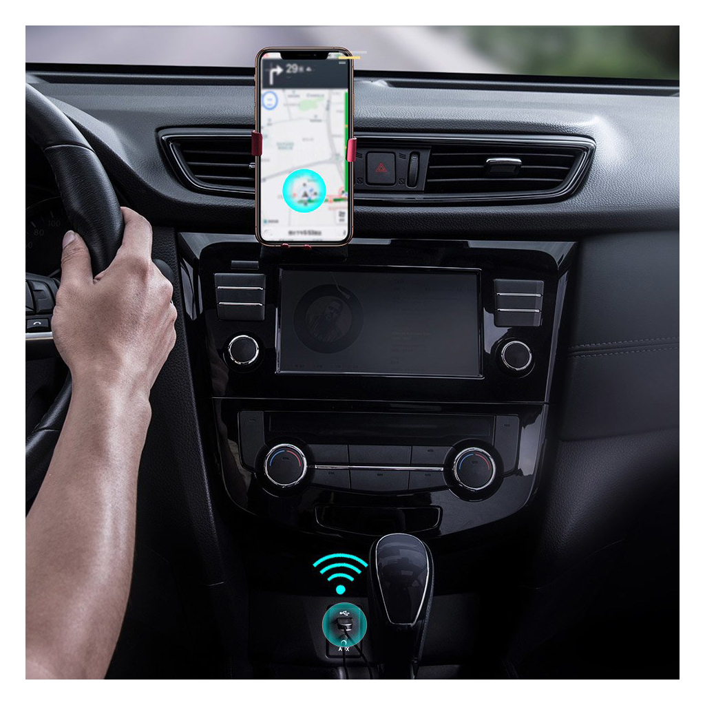 FM модулятор Baseus Bluetooth Audio Adapter AUX/USB with mic (CAB01-01) Silver (CAB01-01) - 11