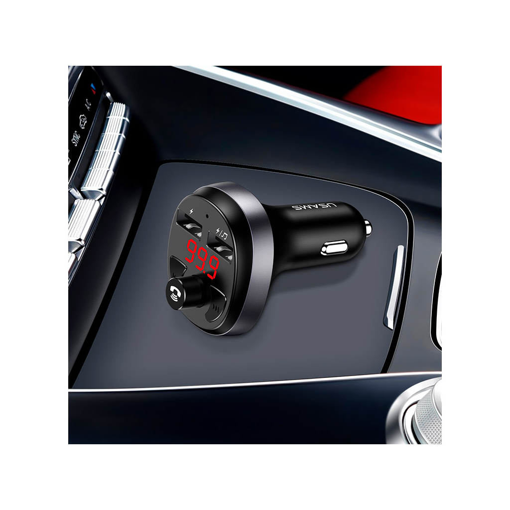 FM модулятор Usams Usams C11 + (2USB) Black (US-CC062) - 1