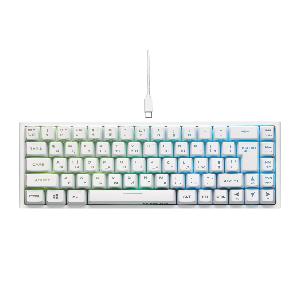 Клавиатура 2E GAMING KG350 RGB 68key USB White (2E-KG350UWT) - 1
