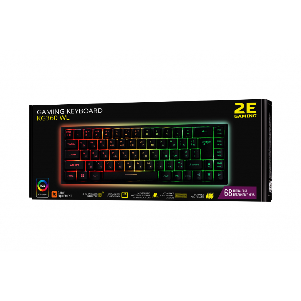 Клавиатура 2E GAMING KG360 RGB 68key Wireless Black (2E-KG360UBK) - 5