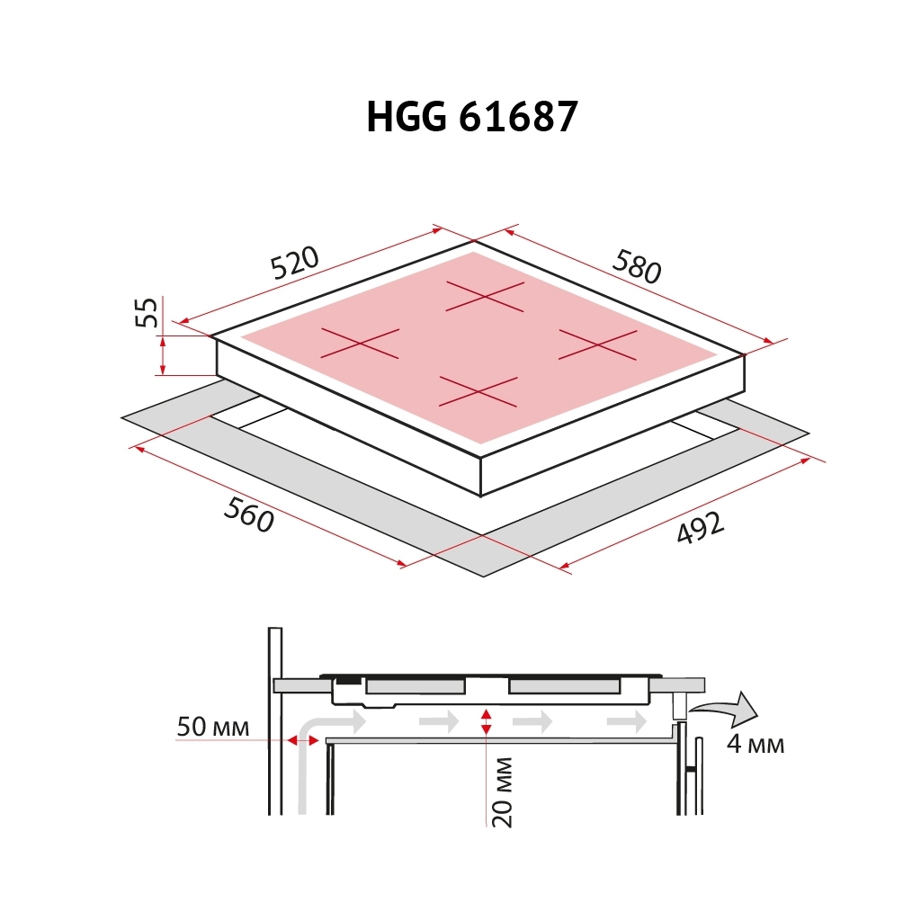 Варочная поверхность Perfelli HGG 61687 WH - 6