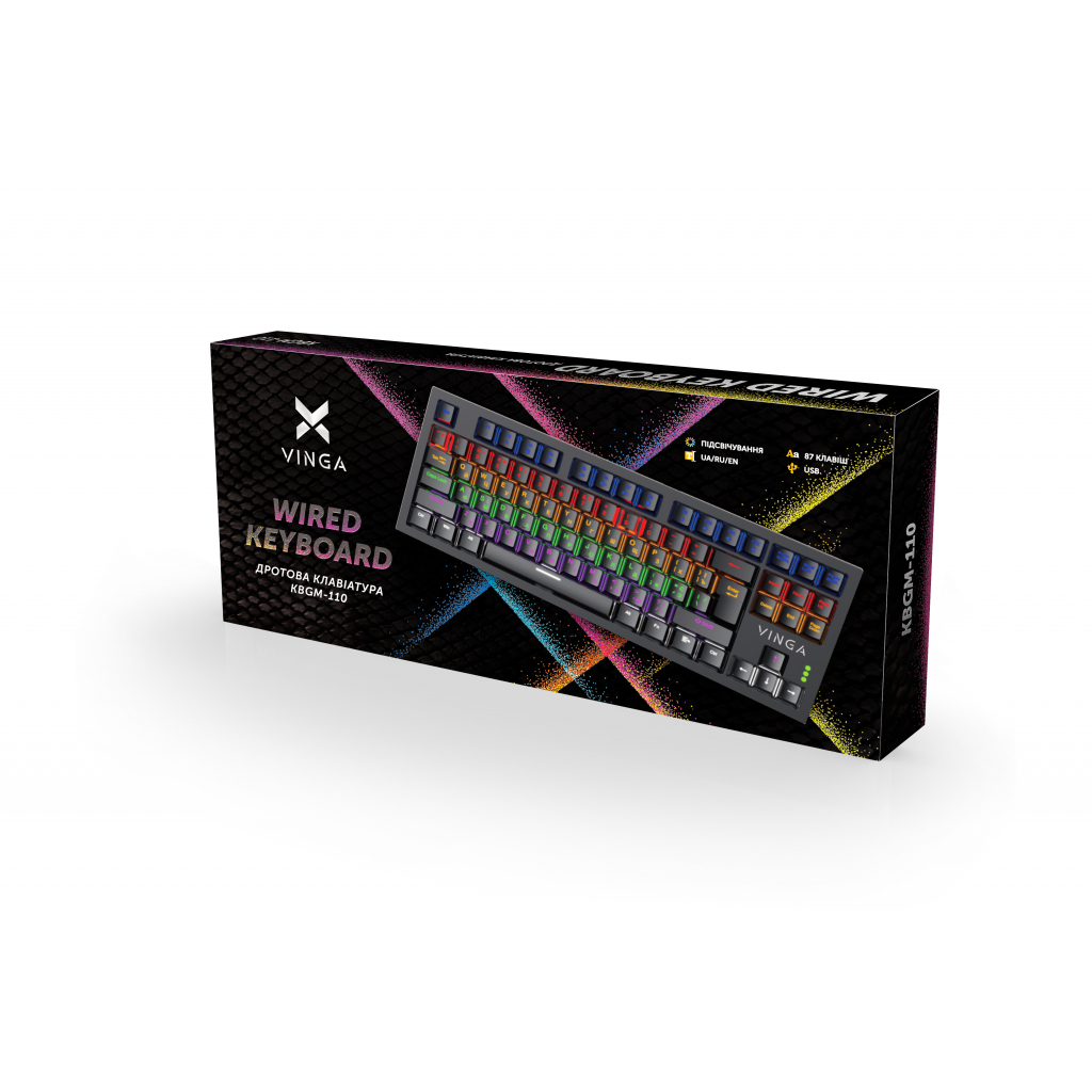 Клавиатура Vinga KBGM-110 87 key LED Blue Switch USB Black (KBGM-110 Black) - 3