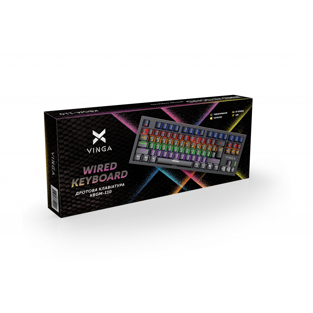 Клавиатура Vinga KBGM-110 87 key LED Blue Switch USB Black (KBGM-110 Black) - 5