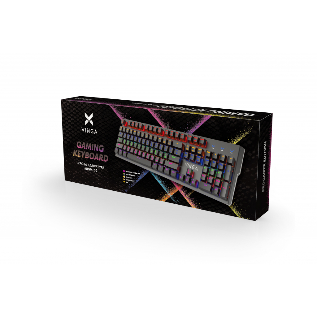 Клавиатура Vinga KBGM160 LED Outemu Blue USB Black (KBGM160 Black) - 3