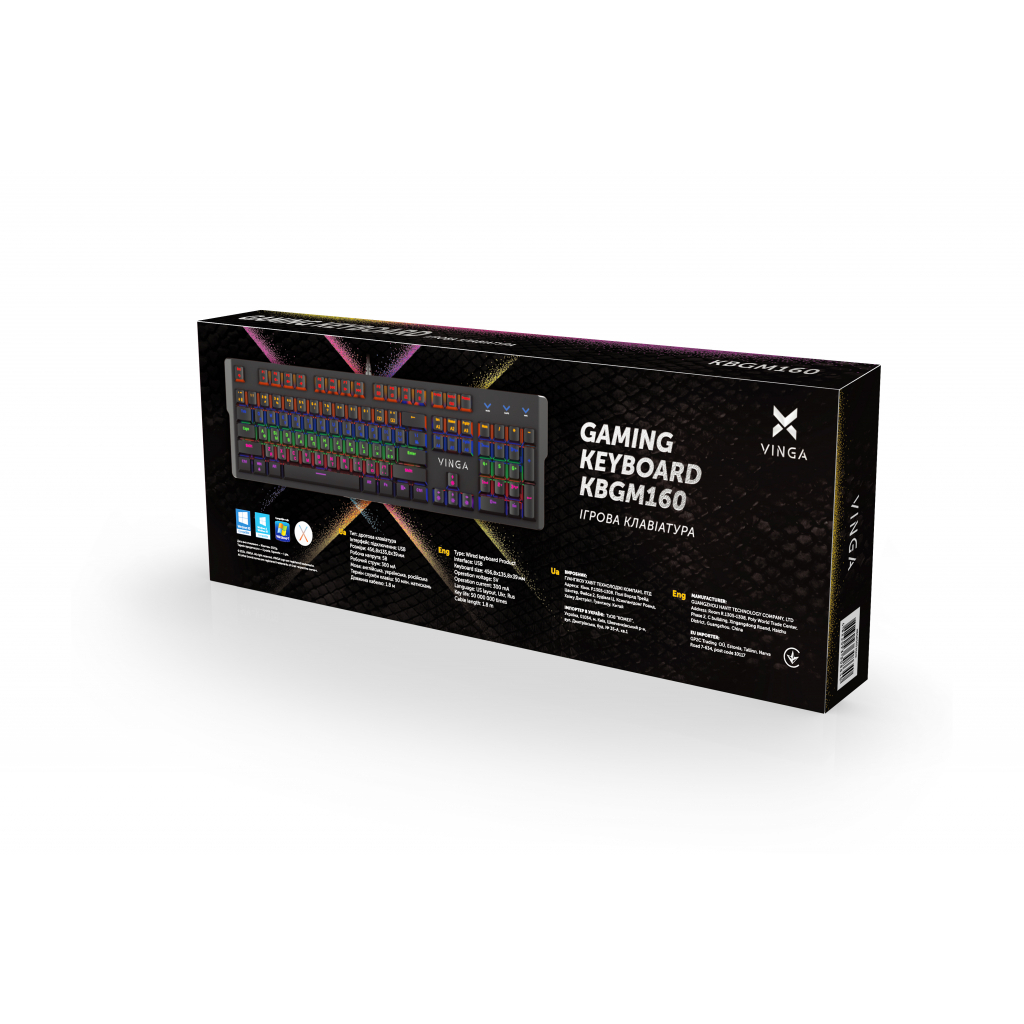 Клавиатура Vinga KBGM160 LED Outemu Blue USB Black (KBGM160 Black) - 4