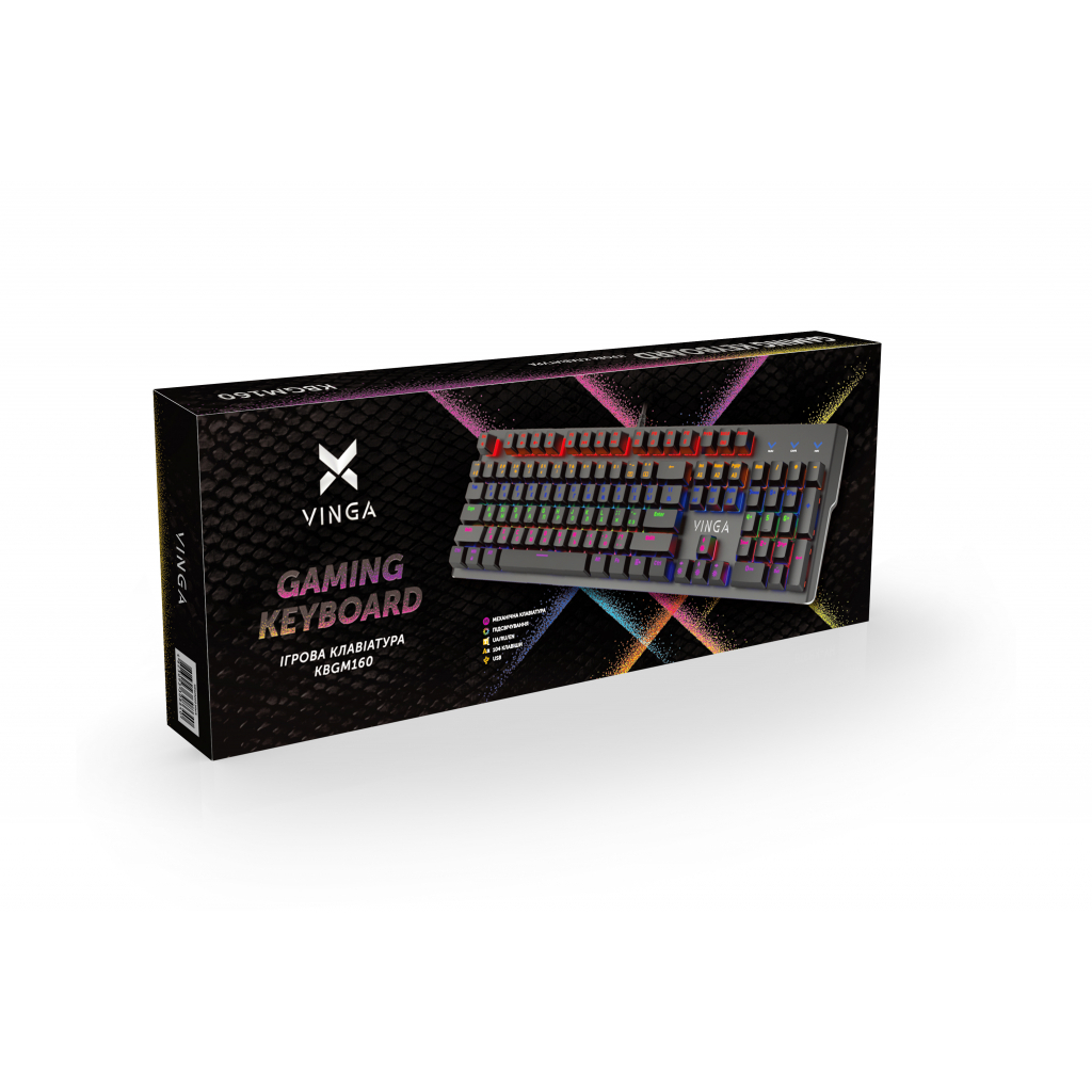 Клавиатура Vinga KBGM160 LED Outemu Blue USB Black (KBGM160 Black) - 5