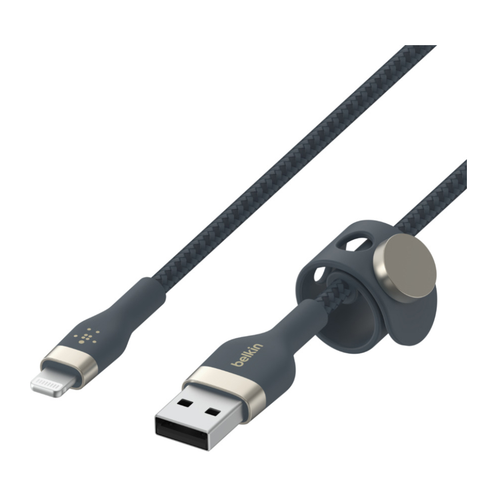 Дата кабель USB 2.0 AM to Lightning 1.0m BRAIDED SILICONE blue Belkin (CAA010BT1MBL) - 2