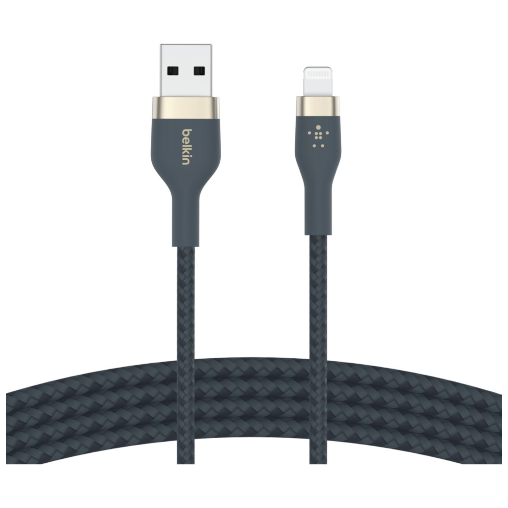 Дата кабель USB 2.0 AM to Lightning 1.0m BRAIDED SILICONE blue Belkin (CAA010BT1MBL)