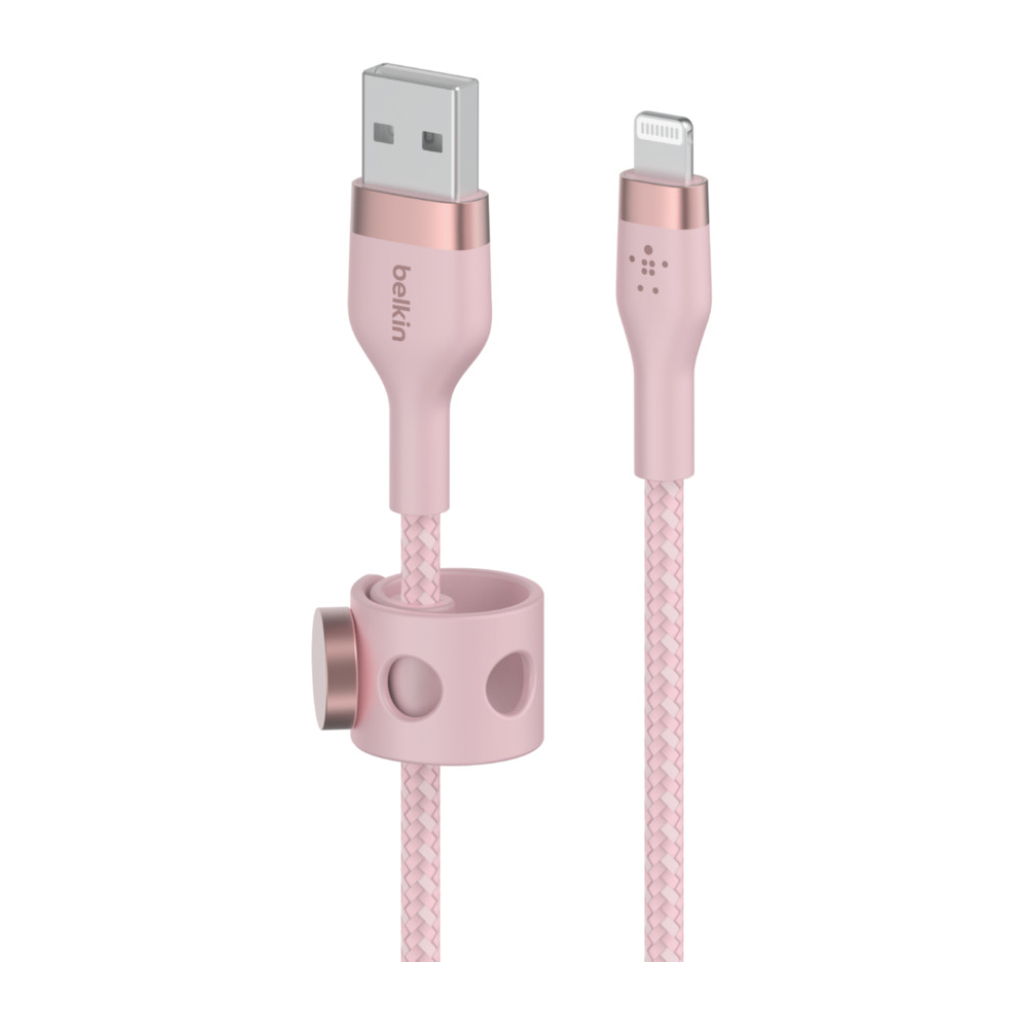 Дата кабель USB 2.0 AM to Lightning 1.0m BRAIDED SILICONE pink Belkin (CAA010BT1MPK) - 1