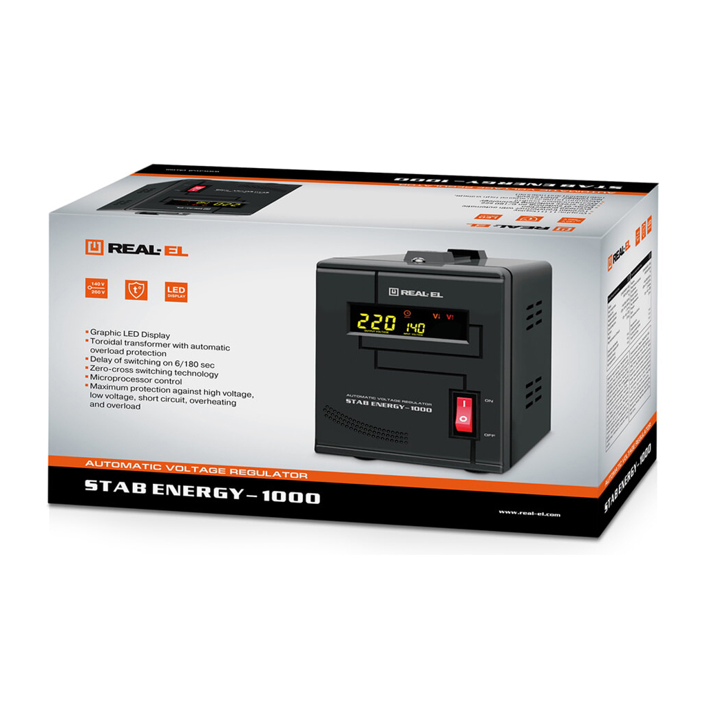 Стабилизатор REAL-EL STAB ENERGY-1000 (EL122400012) - 6