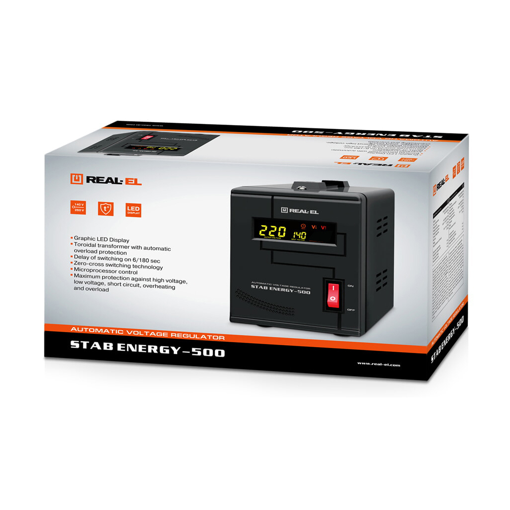 Стабилизатор REAL-EL STAB ENERGY-500 (EL122400011) - 6