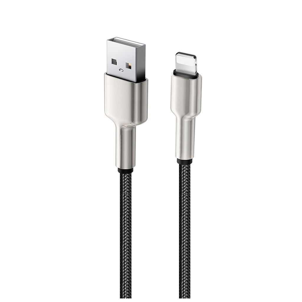 Дата кабель USB 2.0 AM to Lightning 1.0m head metal black ColorWay (CW-CBUL046-BK) - 3