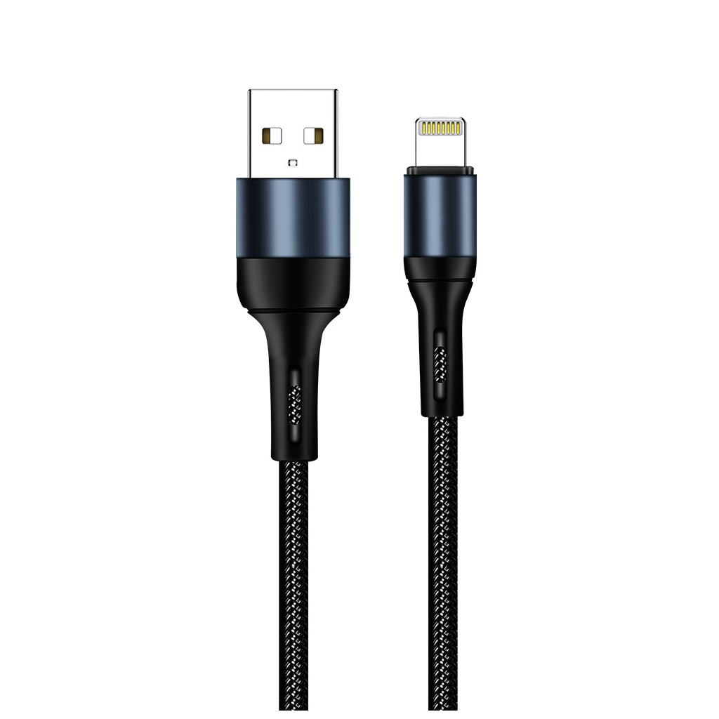 Дата кабель USB 2.0 AM to Lightning 1.0m nylon black ColorWay (CW-CBUL045-BK) - 4