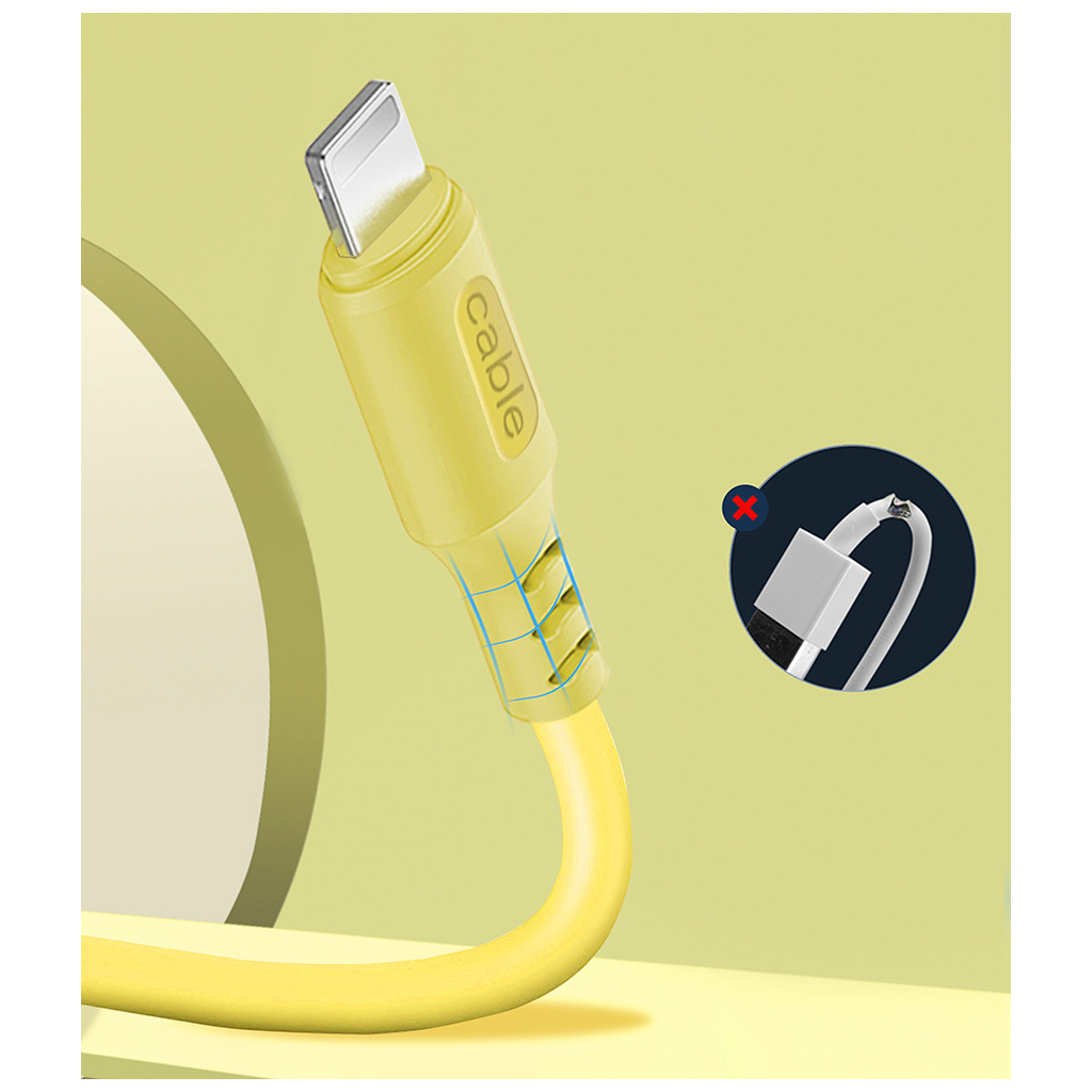 Дата кабель USB 2.0 AM to Lightning 1.0m soft silicone yellow ColorWay (CW-CBUL043-Y) - 2
