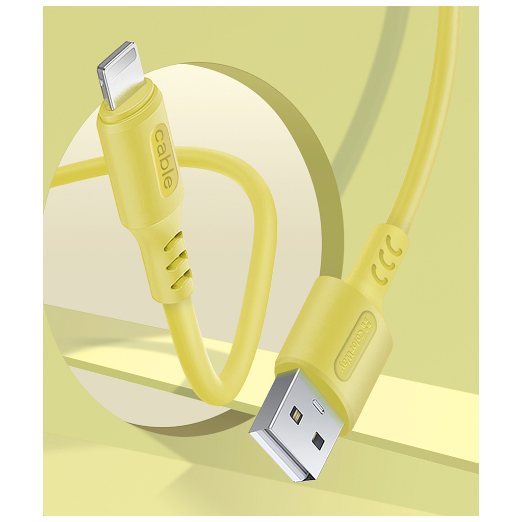Дата кабель USB 2.0 AM to Lightning 1.0m soft silicone yellow ColorWay (CW-CBUL043-Y) - 4