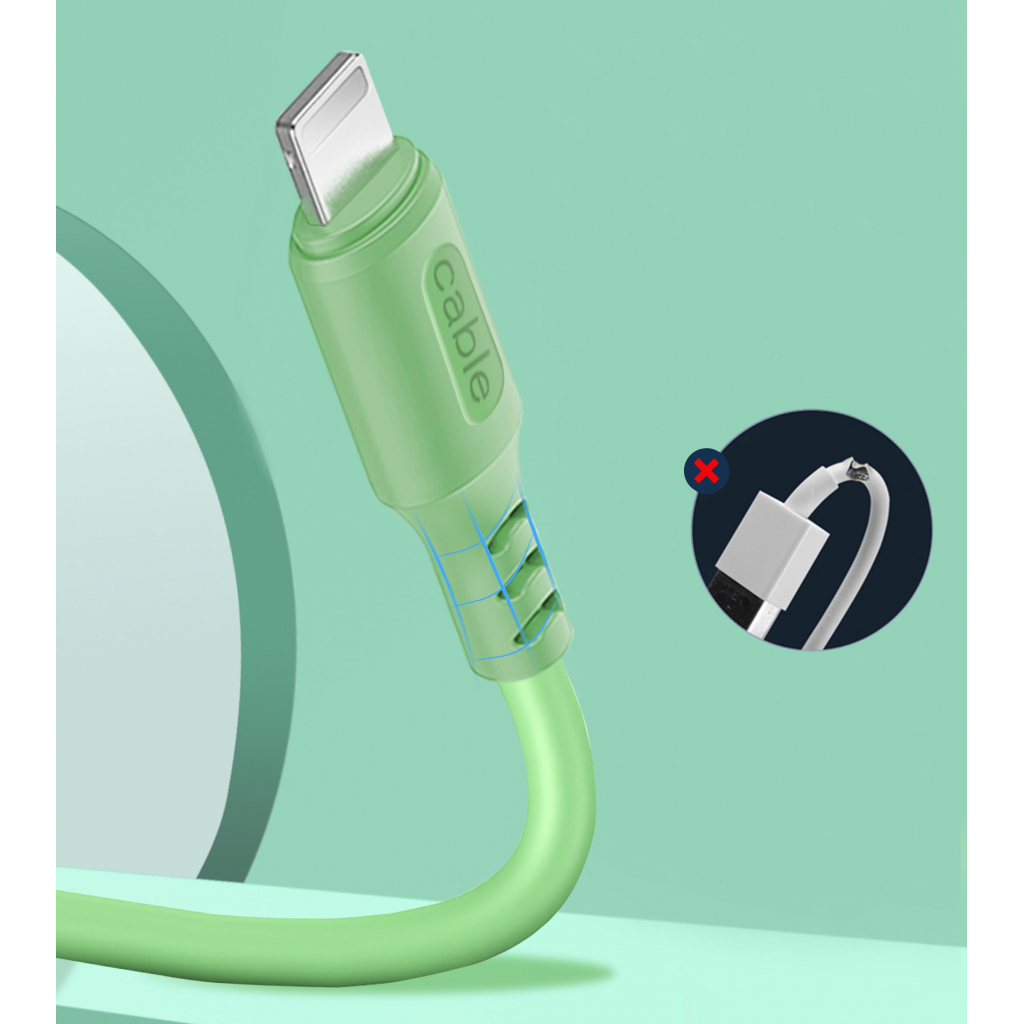 Дата кабель USB 2.0 AM to Lightning 1.0m soft silicone green ColorWay (CW-CBUL042-GR) - 4