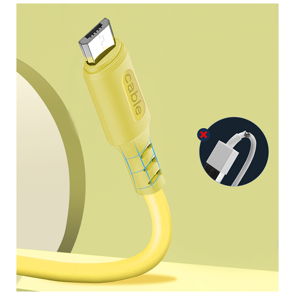 Дата кабель USB 2.0 AM to Micro 5P 1.0m soft silicone yellow ColorWay (CW-CBUM043-Y) - 2