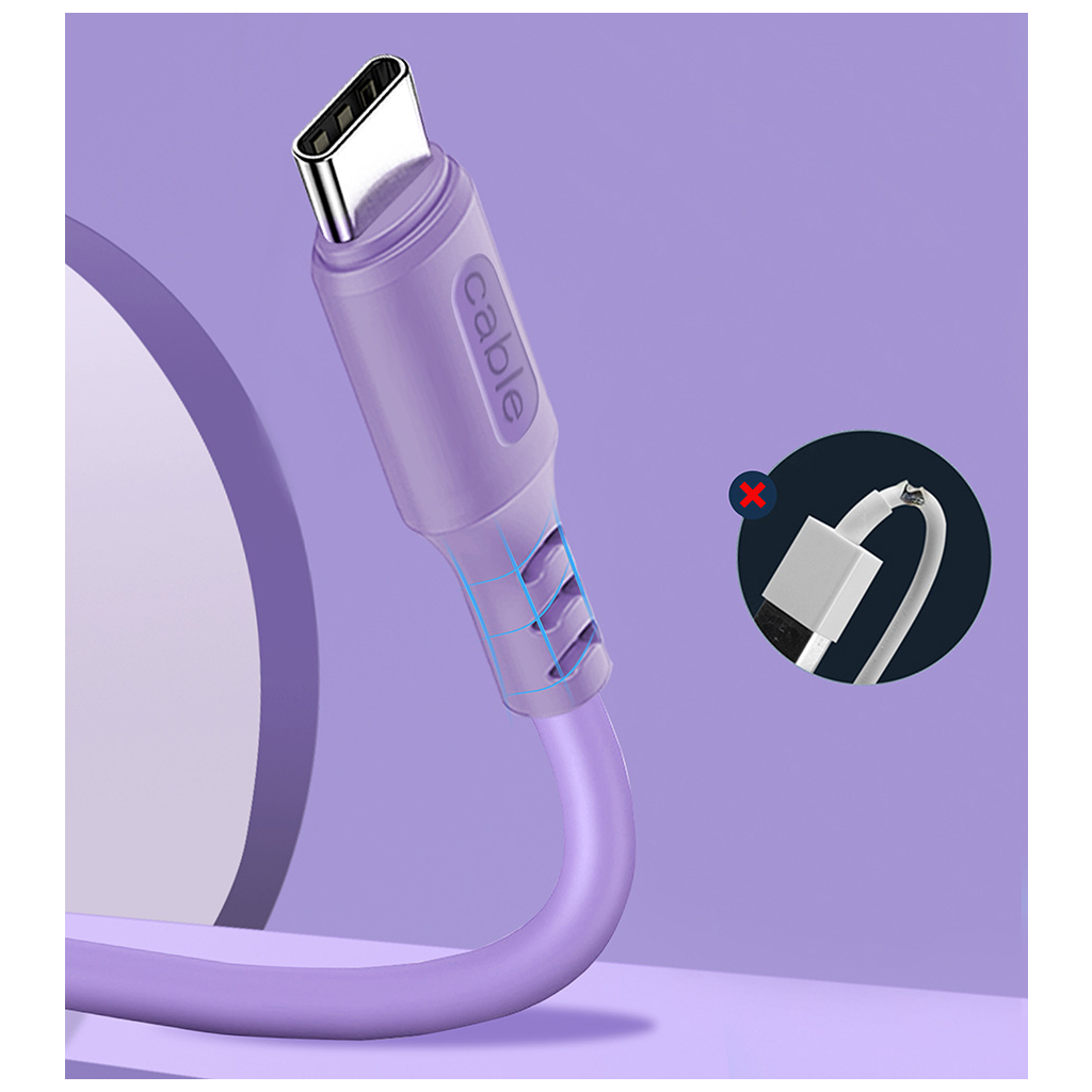 Дата кабель USB 2.0 AM to Micro 5P 1.0m soft silicone violet ColorWay (CW-CBUM044-PU) - 2
