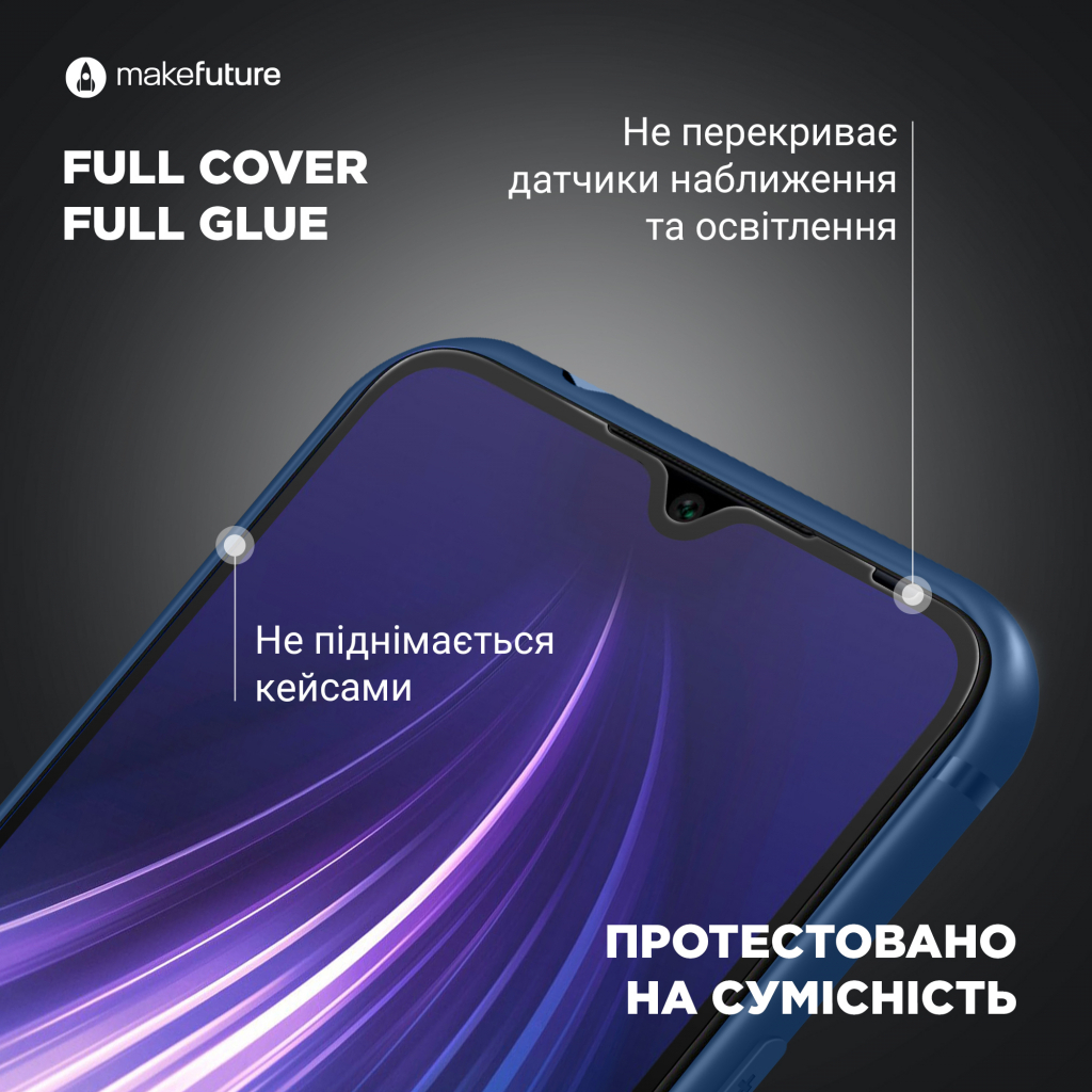 Стекло защитное MakeFuture Oppo A16/A16s Full Cover Full Glue (MGF-OPA16/A16S) - 3