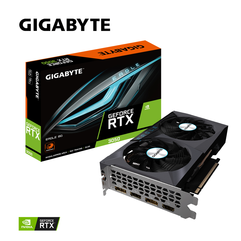 Видеокарта GIGABYTE GeForce RTX3050 8Gb EAGLE (GV-N3050EAGLE-8GD) - 8