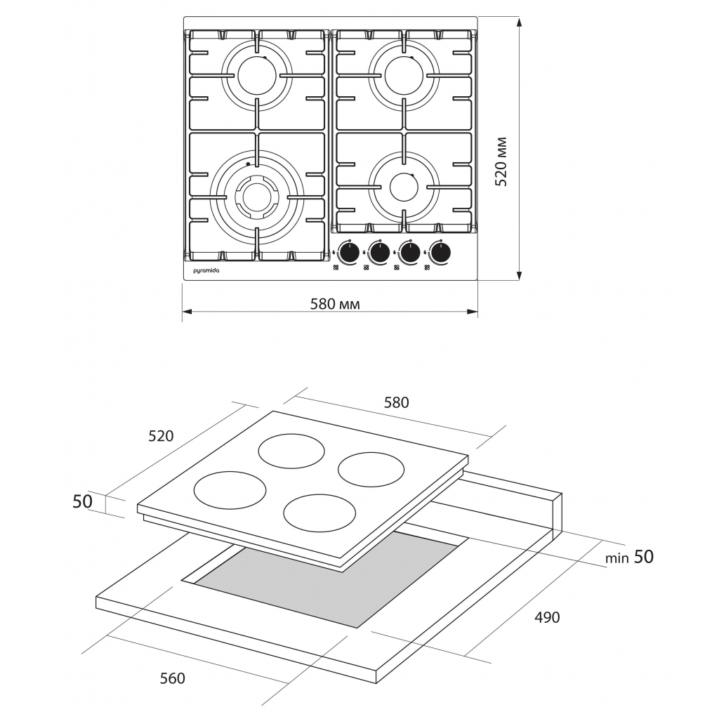 Варочная поверхность Pyramida PFG 604 T WH B - 10
