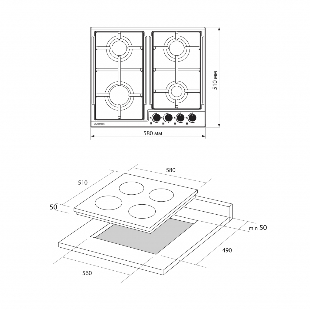 Варочная поверхность Pyramida PFX 604 IX H - 10