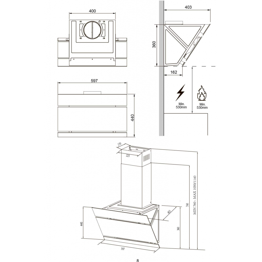 Вытяжка кухонная Interline STREAM BL A/60/GL/M - 11
