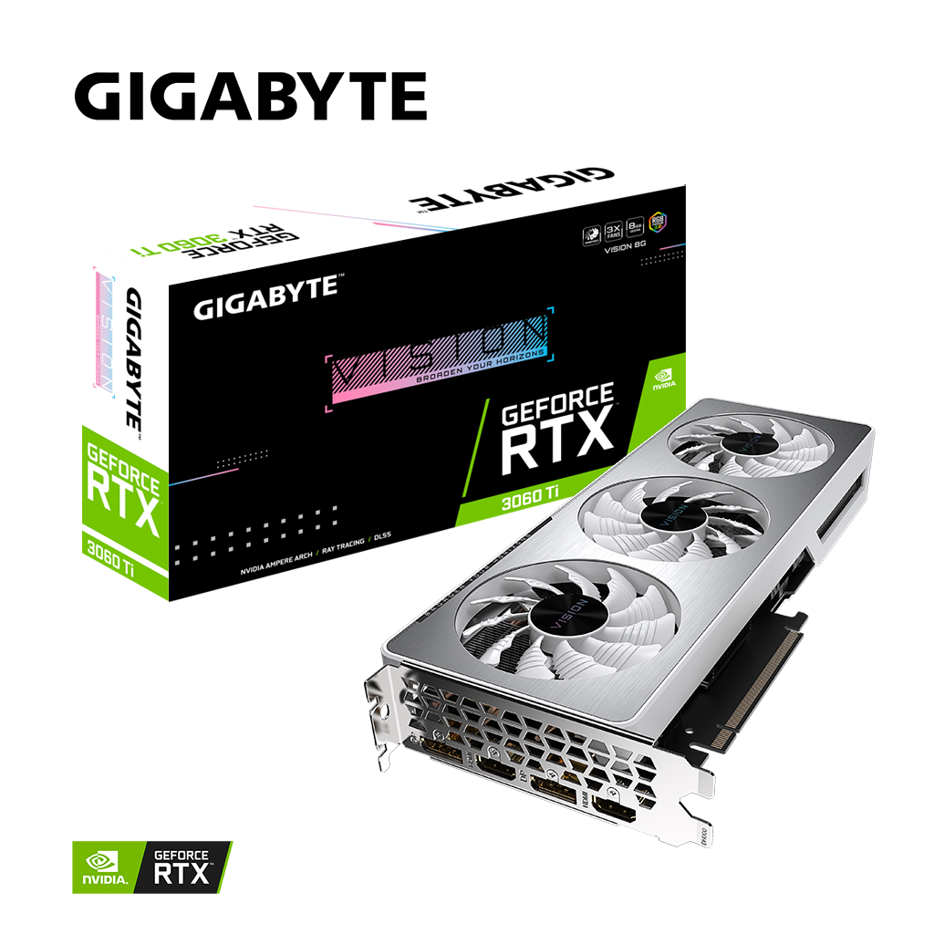 Видеокарта GIGABYTE GeForce RTX3060Ti 8Gb VISION LHR (GV-N306TVISION-8GD) - 8