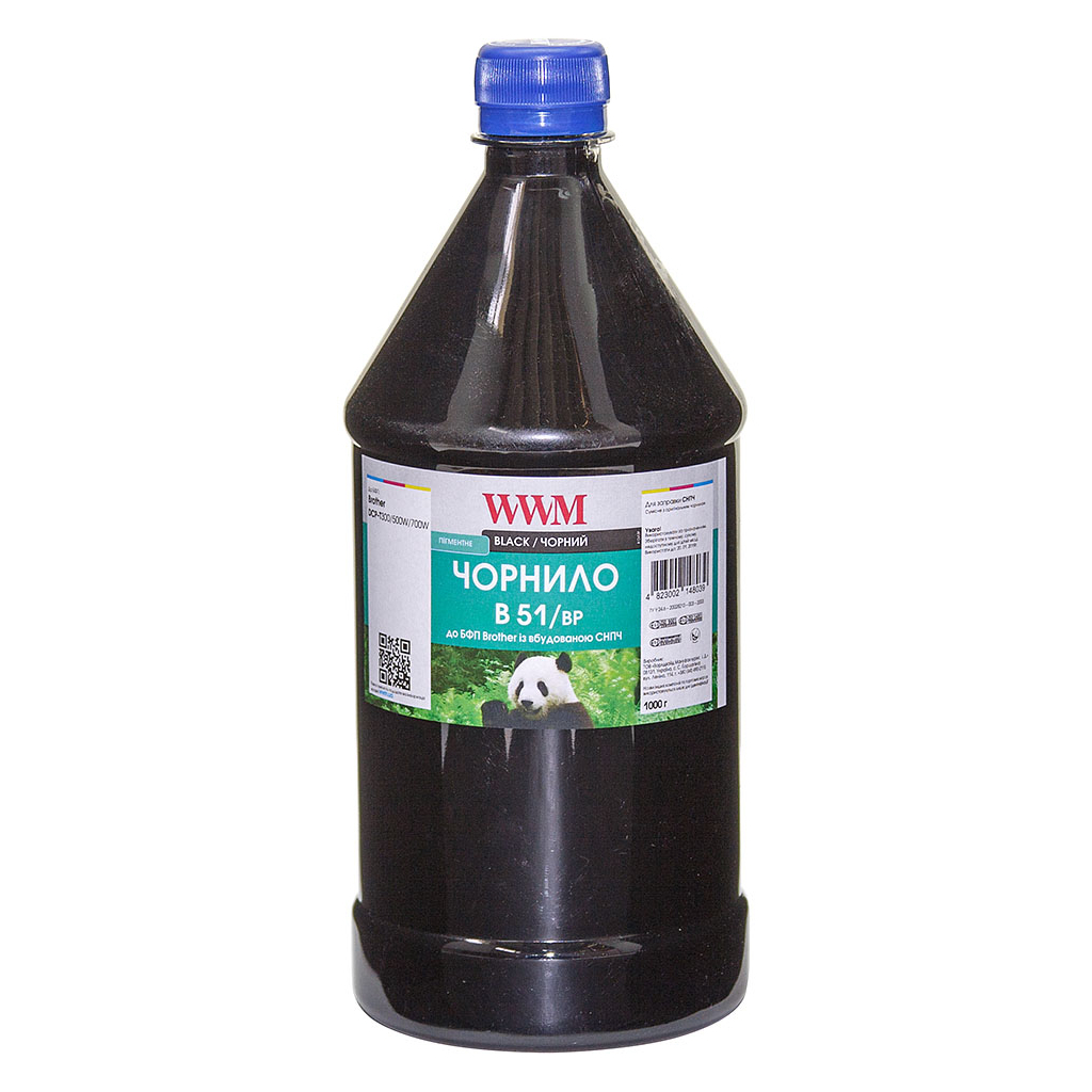 Чернила WWM Brother DCP-T300/T500W/T700W Black 1000г pigmented (B51/BP-4)