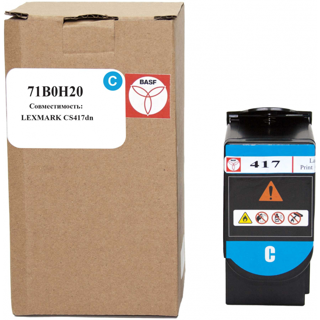 Тонер-картридж BASF Lexmark CS417dn 71B0H20 Cyan (BASF-KT-71B0H20)