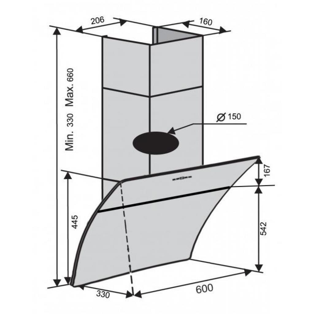 Вытяжка кухонная Ventolux FIRENZE 60 BK (1000) TRC IT SD - 6