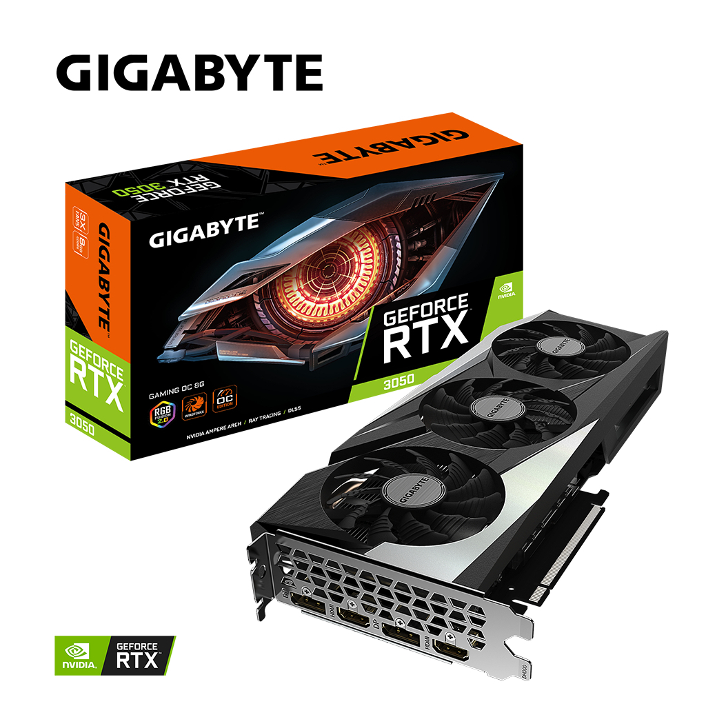 Видеокарта GIGABYTE GeForce RTX3050 8Gb GAMING OC (GV-N3050GAMING OC-8GD) - 8